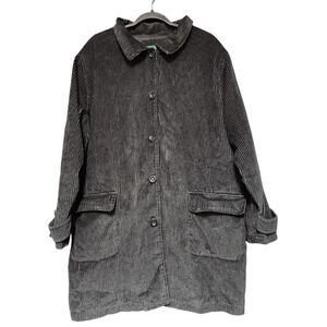Vintage 90s Y2K Corduroy Jacket Chore Coat Womens 1X Black Barn Utility Pockets